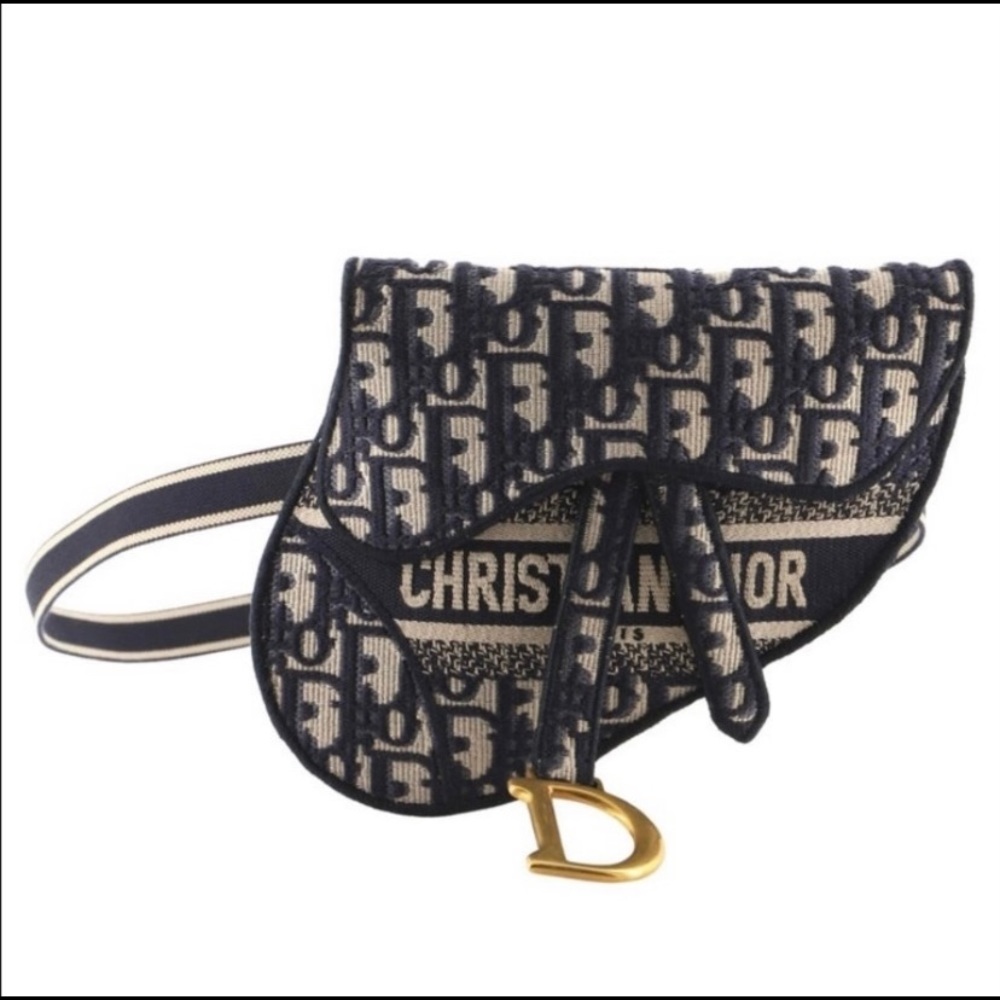 Dior blue saddle canvas  belt bag